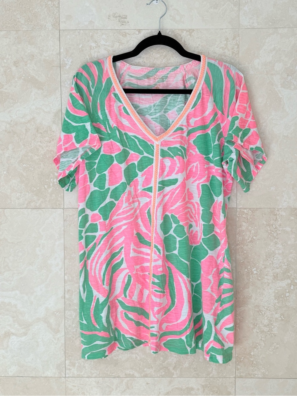 Lilly Pulitzer Bonita Cover-Up Tunic Dress “Sneaky Tiki” Print (Size S)